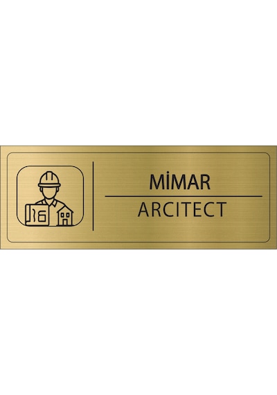 Mayeka Mimar İsimlik Altın Metal Kapı İsimliği Levhası Yönlendirme Tabelası