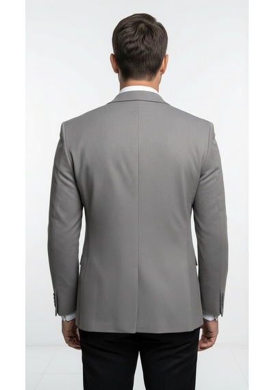Plus Scorpion Erkek Slim Fit Ceket Likralı Fitilli Kumaş, Çift Düğmeli Tek Yırtmaçlı Modern Tasarım Füme