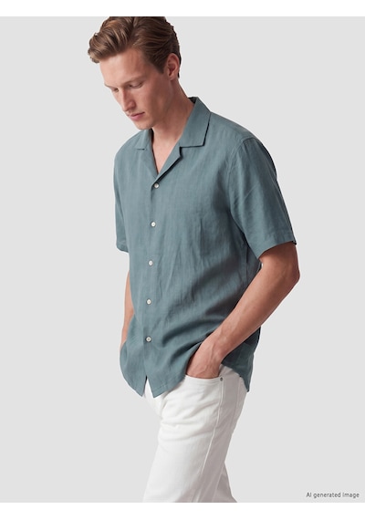 Lcw Vision Yeşil Regular Fit Resort Yaka Krinkle Erkek Gömlek