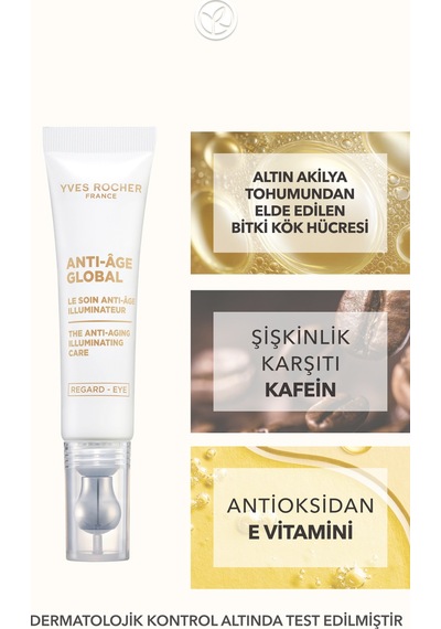 Yves Rocher Göz Kremi-kafein&e Vitamini-yaşlanma Karşıtı Bitki Kök Hücre Bakım Anti Age Global 15ml