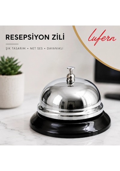 Özel Tasarım Gümüş Metal Resepsiyon Zili Masa Üstü Çağrı Otel Kafe Restoran Servis Net Sesli Danışma