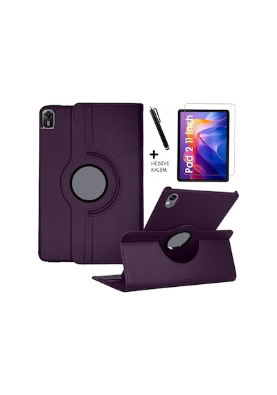 Xiaomi Redmi Pad 2 11 Inç Tablet Kılıf 360 Döner Deri Standlı Kapak Ekran Koruyucu Ve Kalem Set
