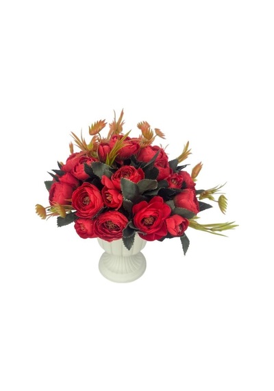 Yapay Çiçek Krem Antik Saksıda Kırmızı Erengül 23cm