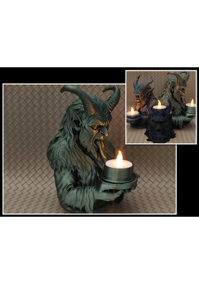Krampus Tasarımlı Dekoratif Led Mumluk - Özel Tasarım Figür Hediyelik