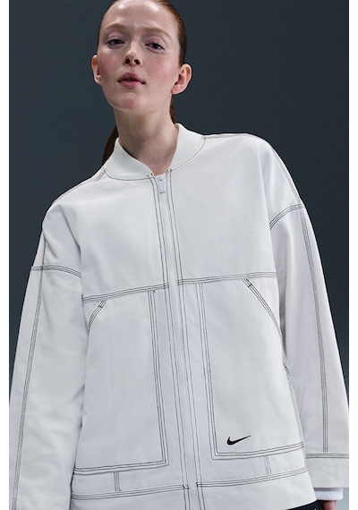 Nike Clothing Street Gx Oversized Cargo Jacket Bol Kesim Ferrmuarlı Kanvas Kadın Ceket Beyaz