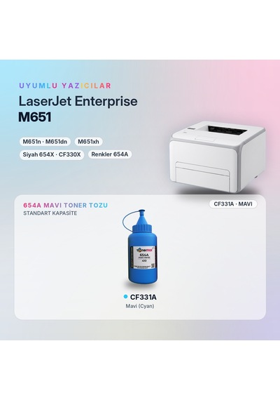 Hp 654a Cf331a Toner Tozu Mavi 410gr / Color Laserjet Enterprise M651