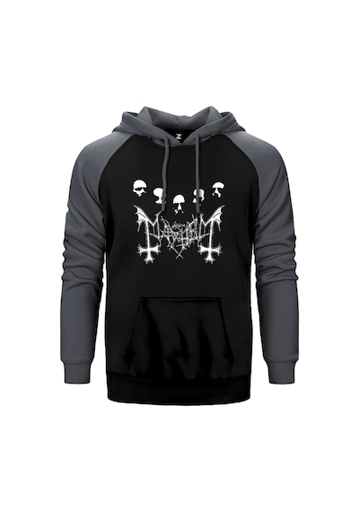 Mayhem Grup Face Gri Renk Reglan Kol Kapşonlu Sweatshirt Gri