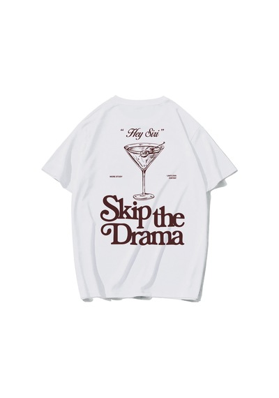Brz Collectıon Brz Collection Unisex Oversize ''hey Siri'' Skip The Drama T-shirt Beyaz