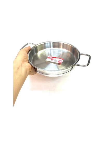 Paslanmaz Çelik Yapıştırmaz Kalın Taban Dik Yumurta Sahanı 18 Cm Gri