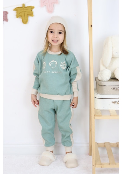 Miababy Cozy Nakış Baskılı 3lü Takım Çağla