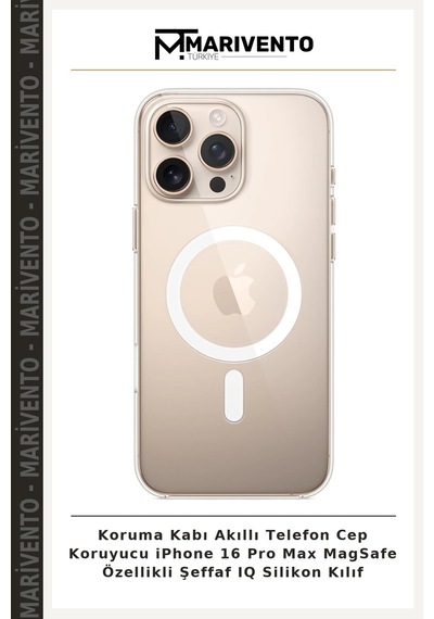 Koruma Kabı Akıllı Telefon Cep Koruyucu İphone 16 Pro Max Magsafe Özellikli Şeffaf Iq Silikon Kılıf