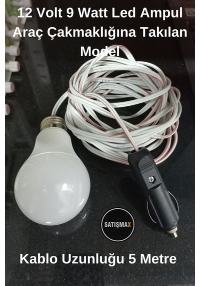 12 Volt 9 Watt Led Ampul Beyaz Araç Çakmaklığıa Takılan Model
