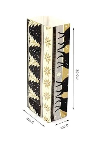 Yılbaşı Temalı 8x20 Cm Hediyelik Kese Kağıdı, 10'lu Paket 124-Pembe