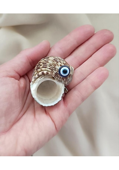 Magnet Doğal Deniz Kabuğu Nazar Boncuklu Mıknatıslı Buzdolabı Süsü