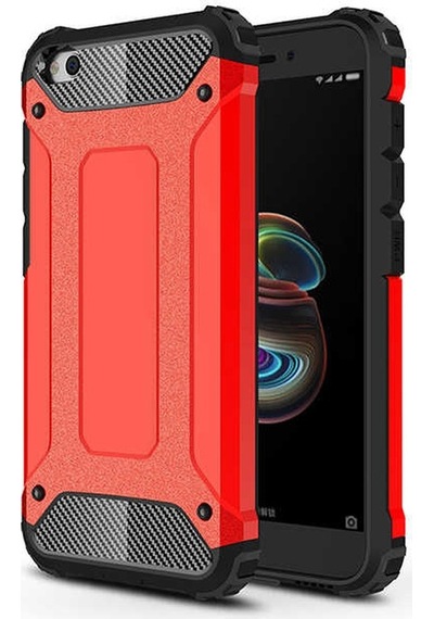 Noktaks - Xiaomi Uyumlu Xiaomi Redmi Go - Kılıf Çift Katman Zırh Tank Crash Military Kapak - Kırmızı
