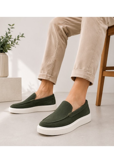 Lufian 111230309 Zayn Sneaker Erkek Deri Ayakkabı Haki