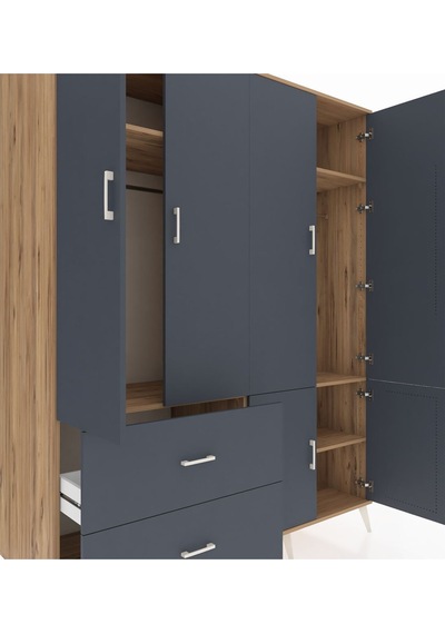 Kronos Gardrop 5 Raflı 2 Çekmeceli 2 Askılı 176x59x221 Çam-antrasit Antrasit Kronos Gardrop 5 Raflı 2 Çekmeceli 2 Askılı 176x59x221 Çam-antrasit Antrasit