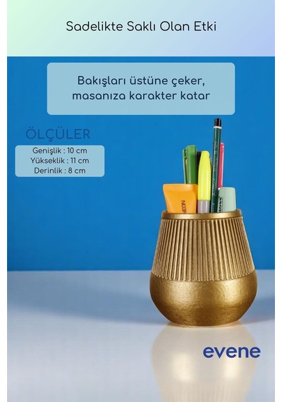 Kalemlik Masa Kalemliği Organizer Kalemlik Altın Renk Model 88 Çok Renkli