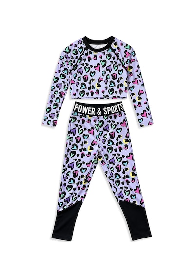 Kız Çocuk Spor Takımı Leopar Desen – Crop Üst ve Sporcu Tayt (6-11 Yaş)