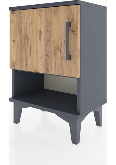 Arges Komodin 2 Raflı Tek Kapaklı 44x30x64 Antrasit-çam Antrasit