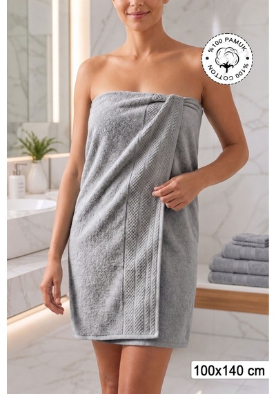 %100 Pamuk Softure Banyo Havlusu Yüksek Emici Yumuşak Dokulu Premium Havlu 100x140 Cm - Vizon Gri