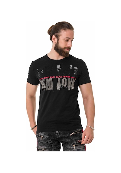 CT733 Taşlı New York Siyah Tişört Siyah