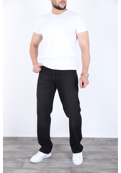 Blayn Jeans Erkek Antrasit Baggy Kot Pantolon - Geniş Kalıp Günlük Rahat Denim Jean Mat Siyah