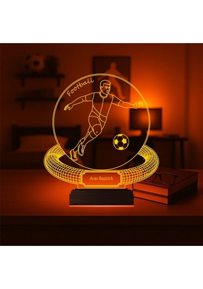 Luvivia Futbolcu Hediye Futbol Tasarım Kişiye Özel 3d Lamba - Masa Gece Lambası