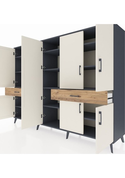 Hyperion Dolap 12 Raflı 2 Çekmeceli 8 Kapaklı 220x44x163 Antrasit Antrasit-aytaşı/çam Hyperion Dolap 12 Raflı 2 Çekmeceli 8 Kapaklı 220x44x163 Antrasit Antrasit-aytaşı/çam
