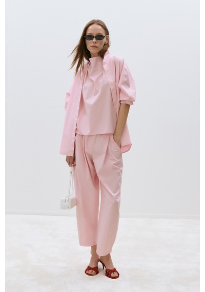 Suud Collection Pembe Klara Yıkamalı Poplin Gömlek