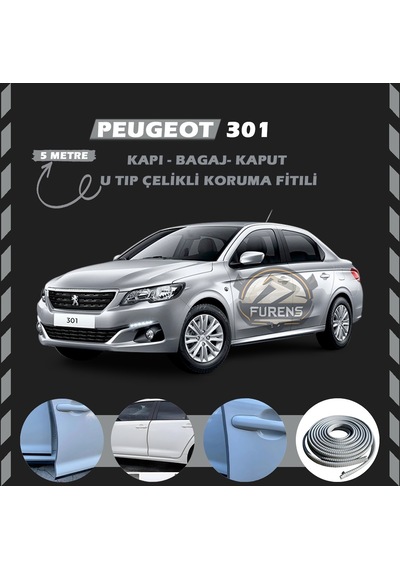 Peugeot 301 Oto Araç Kapı Koruma Fitili 5metre Parlak Gri Renk
