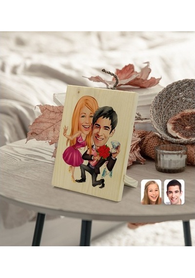 Kişiye Özel Sevgililer Karikatürlü Dekoratif Ahşap Çerçeve Model (539866815)