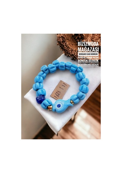 Murano Cam Bodrum Boncuk Charm Nazar Boncuk Bileklik Nazar Boncuklu Bileklik Mavi 47548084