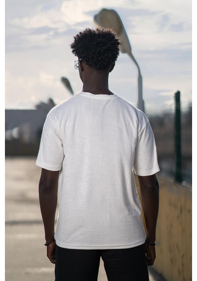 Bisiklet Yaka Havlu Kumaş Yarı Oversize Hafif Geniş Model T-shirt 001