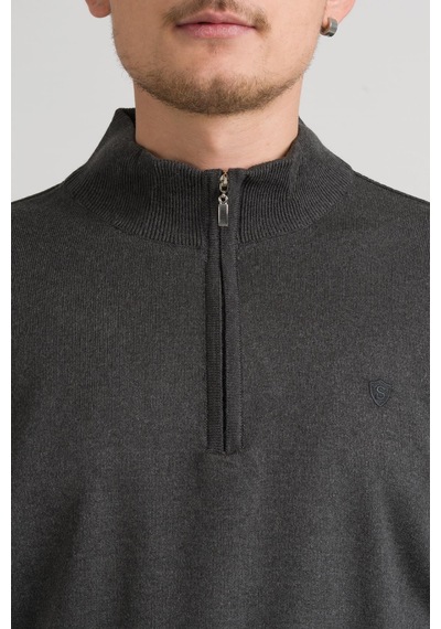 Regular Fit Yarım Balıkçı Fermuarlı Akrilik Viskon Karışımlı Erkek Triko Kazak 001