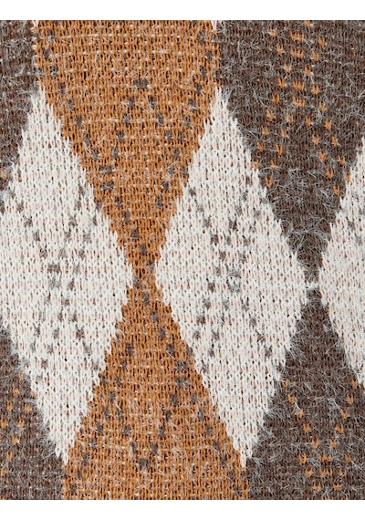 Koton Ekoseli V Yaka Uzun Kollu Tişört Hardal Desenli 5wal10873ık Hardal Desenli Hardal