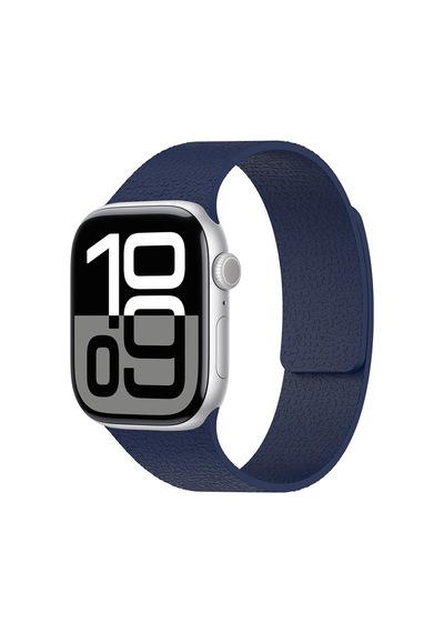 Apple Watch 10 42mm Uyumlu Kabartma Desenli Silikon Kordon Krd-136 - Lacivert - T36713