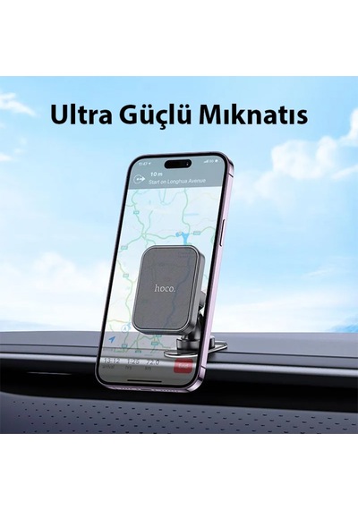 Hoco H33 360 Dönebilen Torpido Üstü Araç İçi Magsafe Manyetik Araç İçi Telefon Tutucu Siyah Siyah
