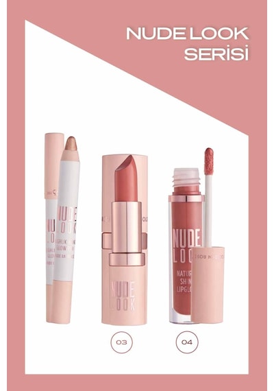Nude Look 3'lü Makyaj Seti - Ruj - Lipgloss - Aydınlatıcı Kalem