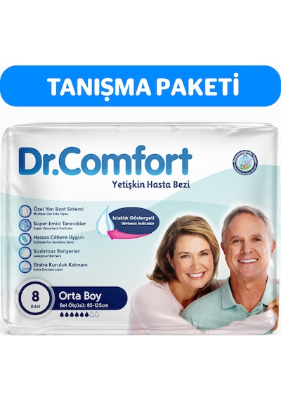 Dr.Comfort Yetişkin Bel Bağlamalı Hasta Bezi Medium 8'Li