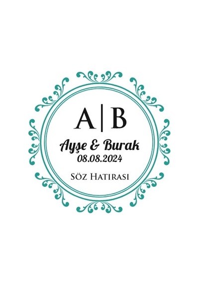 Klasik Desenli Kare Mühür Kına Nişan Düğün 3x3 Cm Özel Etiket / 50 Adet Sticker Beyaz