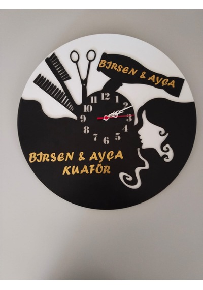 Kuaför Veya Güzellik Merkezi İsim Yazılı Duvarsaati Kaliteli Şık Renkli