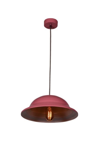 Dylight Retro Pembe Içi Beyaz Tekli Dekoratif Kafe Murfak Aydınlatma Sarkıt Avize Çap:30 Cm