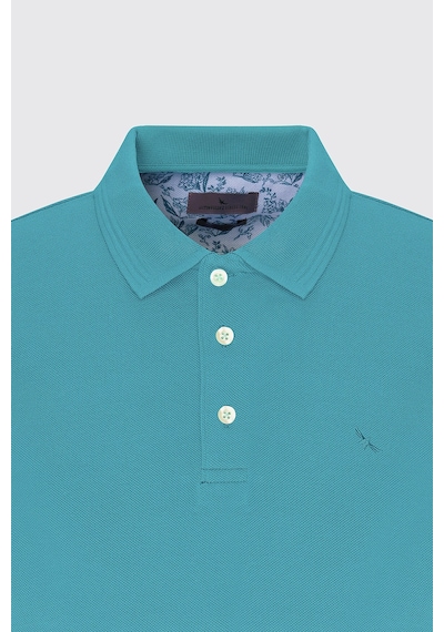 Ac&Co / Altınyıldız Classics  Erkek Petrol Slim Fit Dar Kesim Polo Yaka %100 Pamuk Kısa Kollu Tişört Petrol
