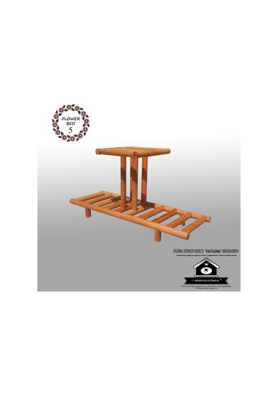 Çiçek Standı - Walnut Ceviz Çiçeklik -Saksılık- Çiçek Rafı