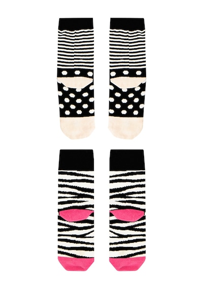 Kız Çocuk Zebra Desenli Pamuklu Siyah 2'li Paket Çorap 2-9 Yaş