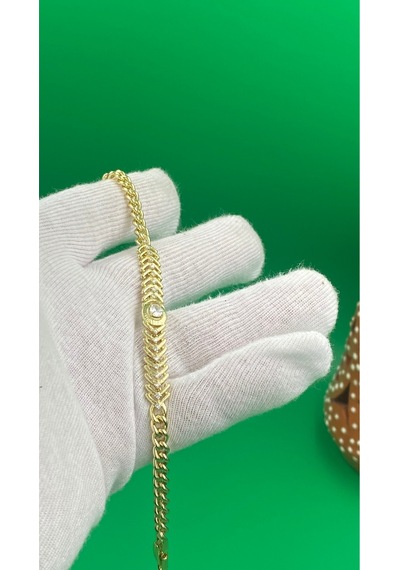 Xuping 14k Zirkon Taşlı Balık Sırtı Model Kadın Bileklik Altın