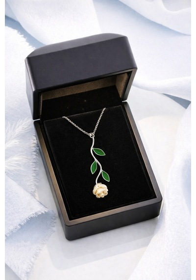Çekirdekjewelry Beyaz Gül Detaylı Rose Gold Kolye Zarif Tasarım Hediyeışıklı Kutusunda 925 Ayar Gümüş Gri Çekirdekjewelry Beyaz Gül Detaylı Rose Gold Kolye Zarif Tasarım Hediyeışıklı Kutusunda 925 Ayar Gümüş Gri