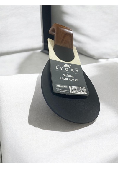 Ivory Silikon Kaşık Altlığı Kaymaz, Isıya Dayanıklı, 22 10 Cm Siyah / Krem / Gri Siyah - Gri