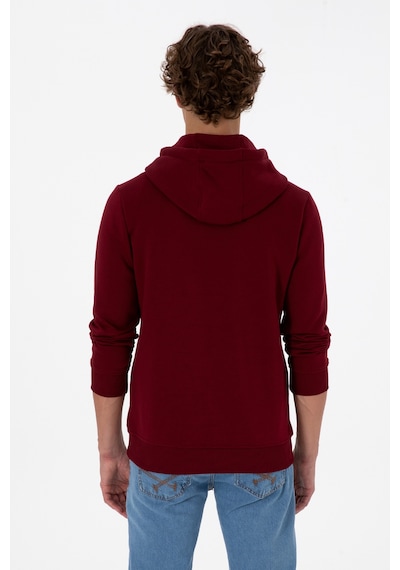 U.S. Polo Assn. Erkek Regular Fit Kapüşonlu Şardonlu Bordo Basic Sweatshirt 50315582-VR014